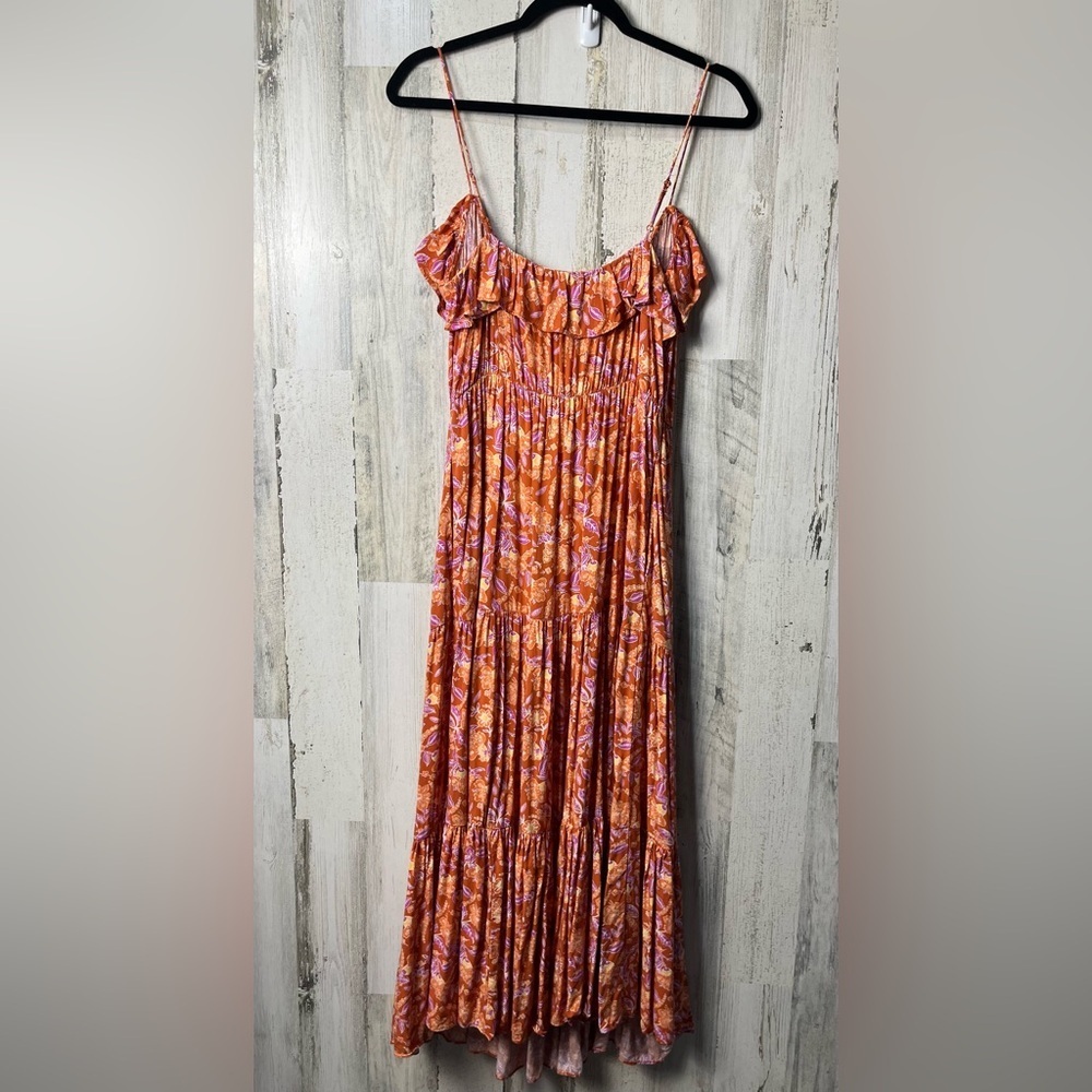 J. Crew Orange and Purple  Ruffled Tiered Maxi Sundress Small - Picture 5 of 10
